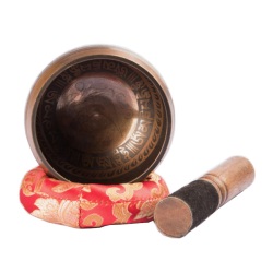 Singing Bowl 8cm Om Carving Antique Singing Bowl with red ri 2