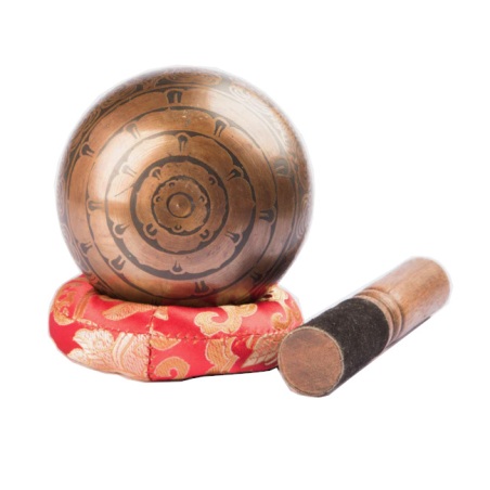 Singing Bowl 10cm Om Carving Antique                        