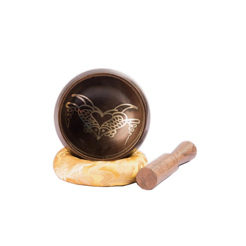 Singing Bowl 8cm Coffee Brown Fish Design...